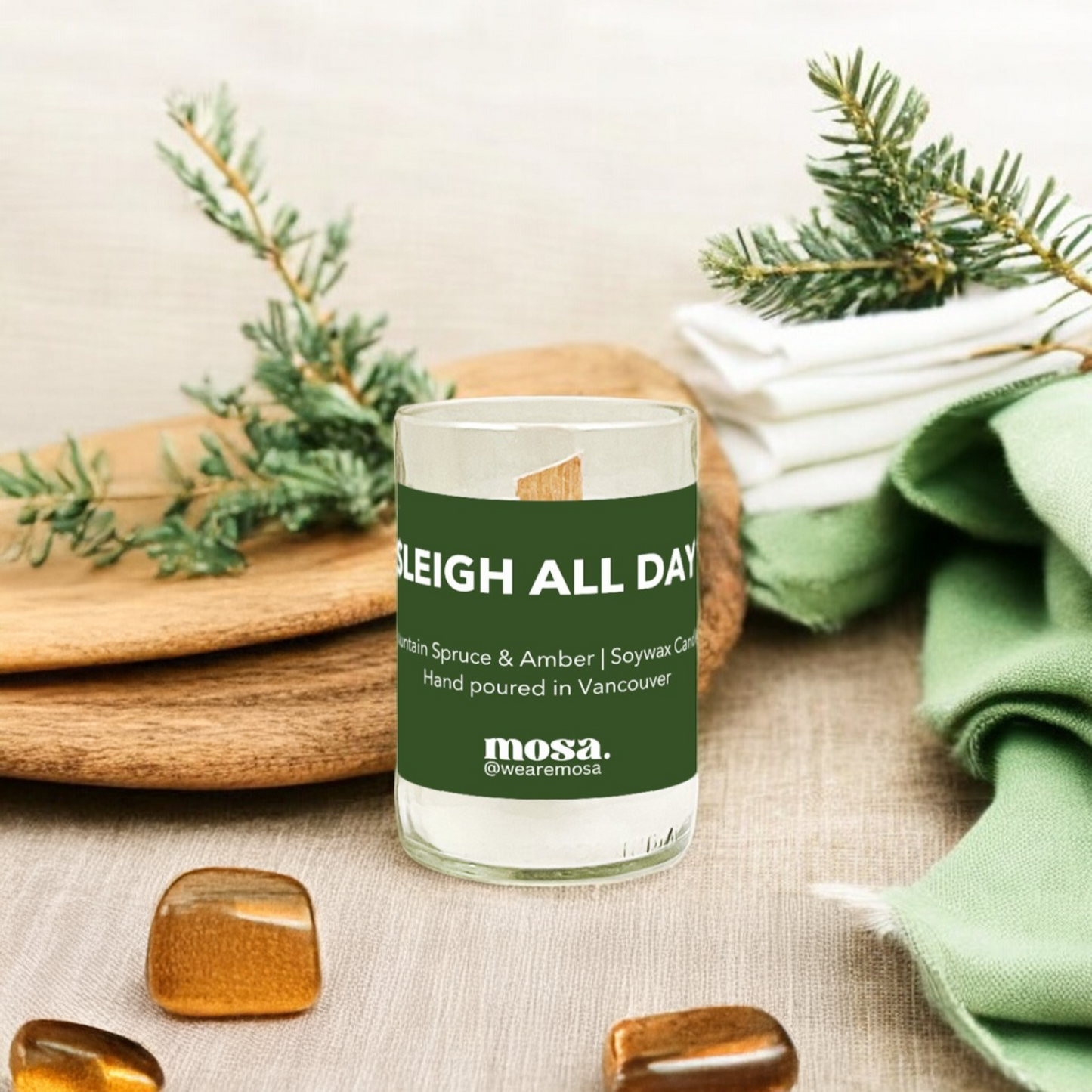 Mountain Spruce + Amber Scented Soy Candle